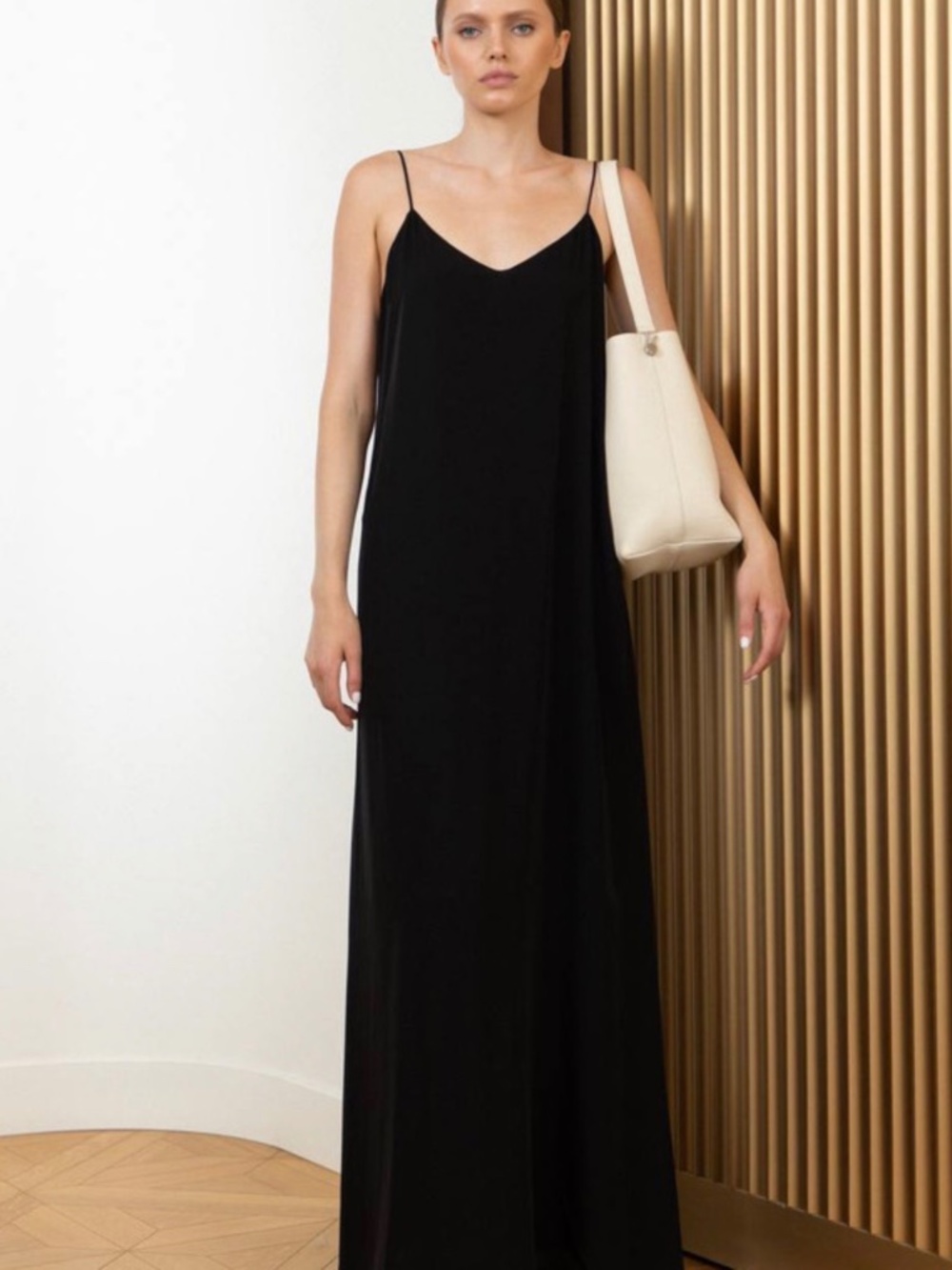 NWT The Row Kole Maxi Dress | Black | XS | Cupro Vegan Silk - Picture 9 of 9
